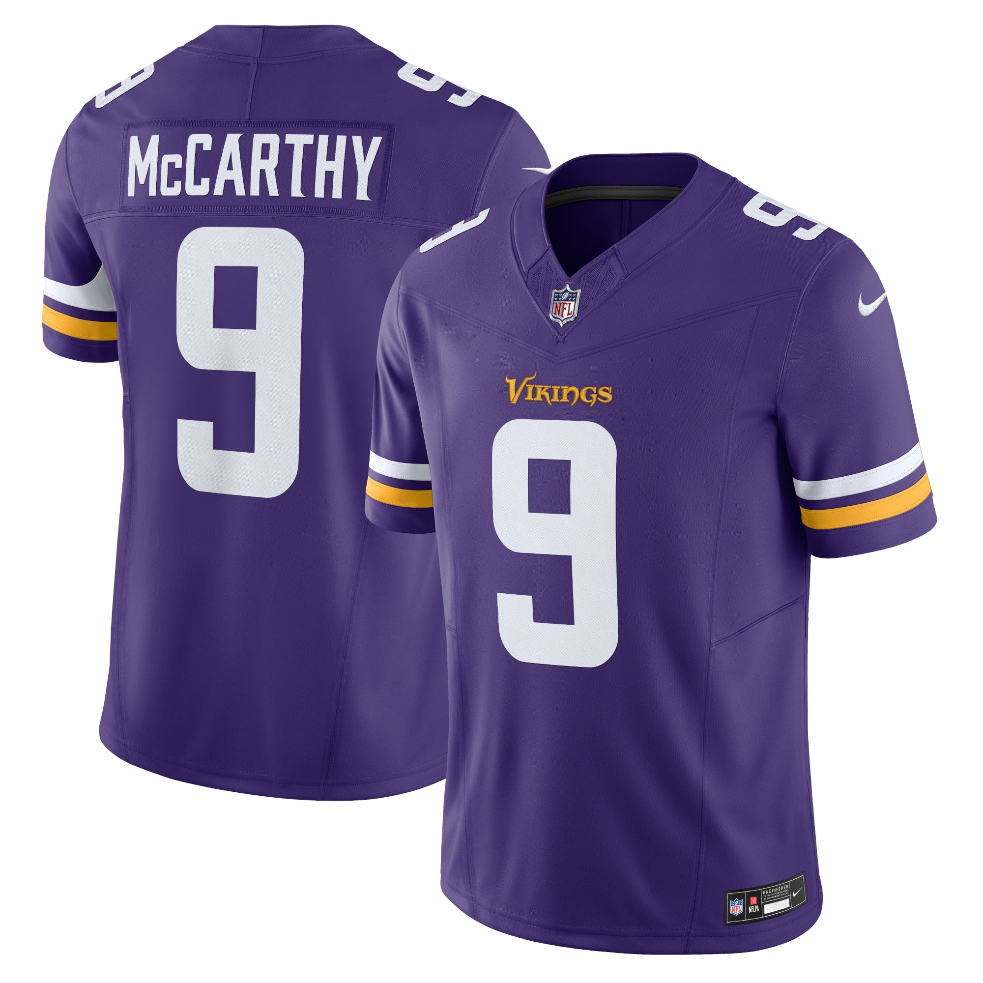 J.J. McCarthy Minnesota Vikings Nike Vapor F.U.S.E. Limited Jersey - White/Purple - Image 6