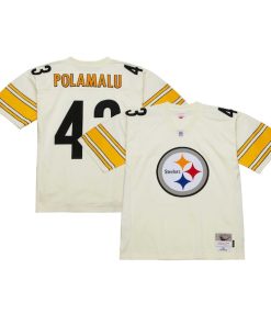 Troy Polamalu Pittsburgh Steelers Chainstitch Legacy Jersey - Cream