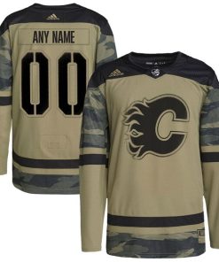 Calgary Flames adidas Logo Military Appreciation Team Authentic Custom Practice Jersey - Camo