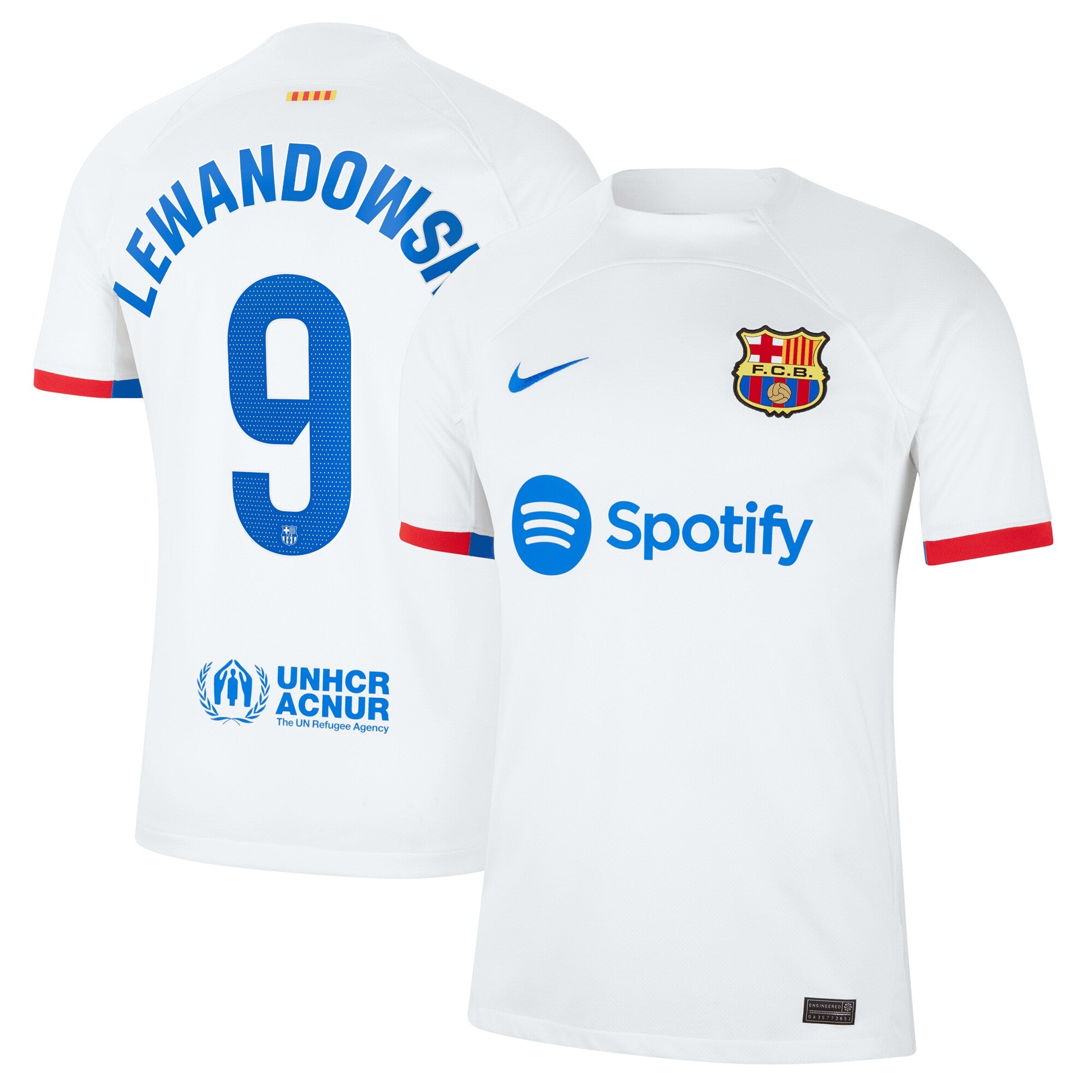 Robert Lewandowski Barcelona Nike 2023/24 Home Replica Jersey - Royal/Aqua/White - Image 8