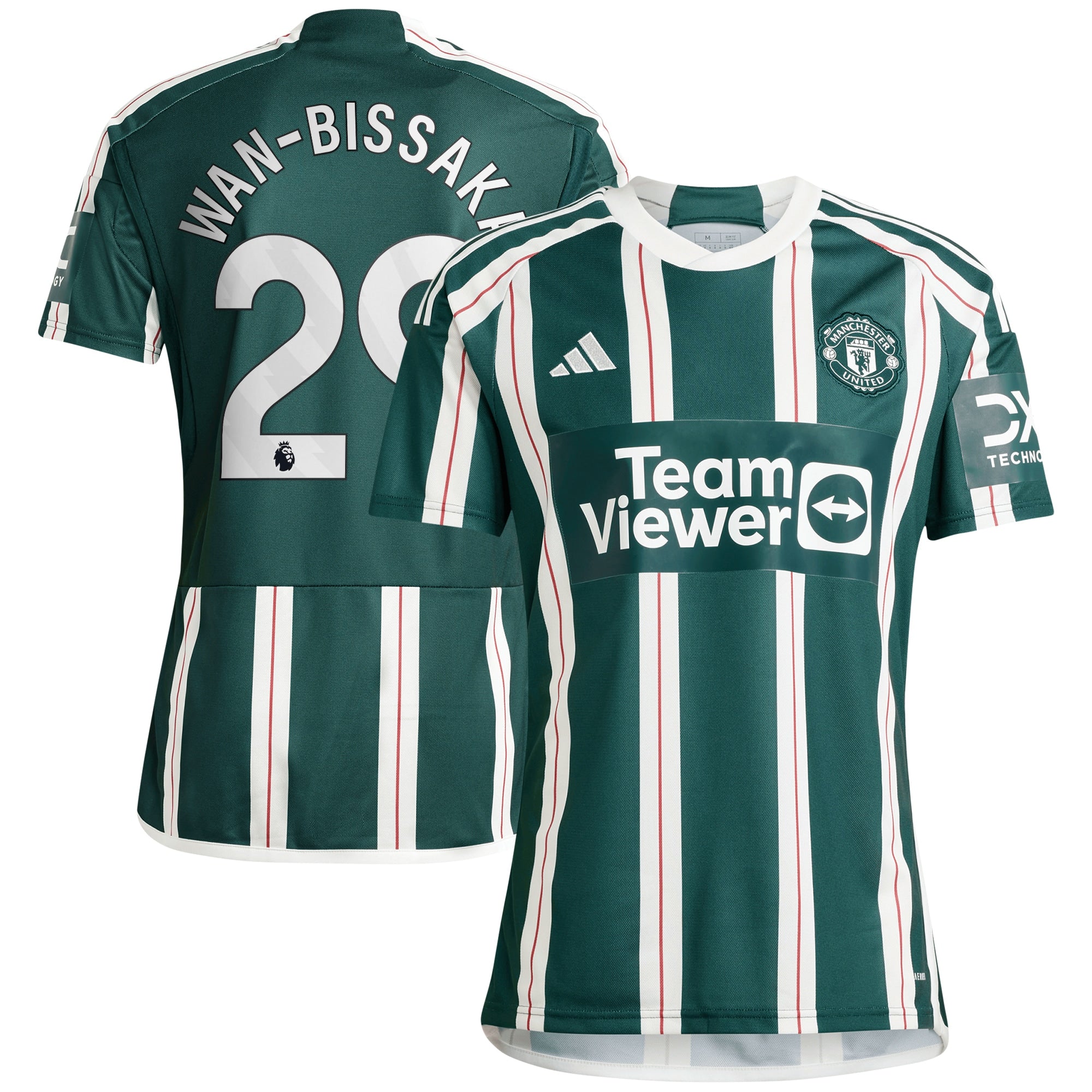Aaron Wan-Bissaka Manchester United adidas 2023/24 Home Replica Player Jersey - Red/Green - Image 6