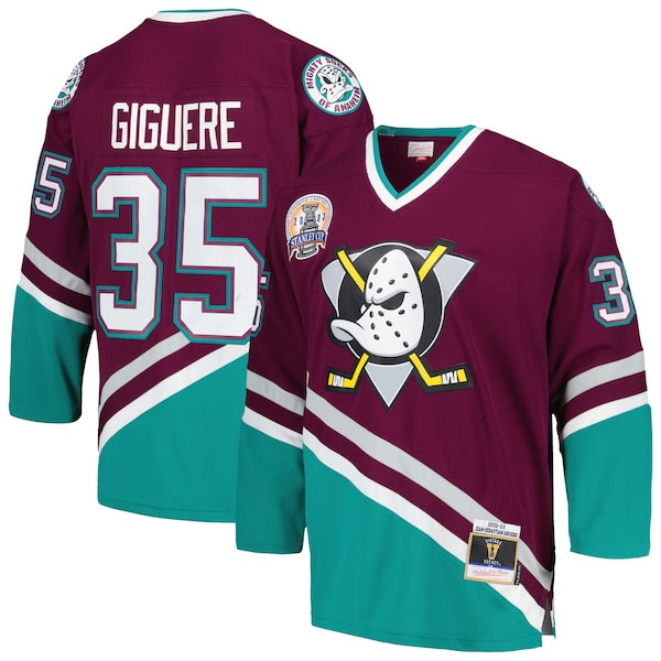 Jean-Sebastien Giguere Anaheim Ducks 2002/03 Blue Line Player Jersey - Purple