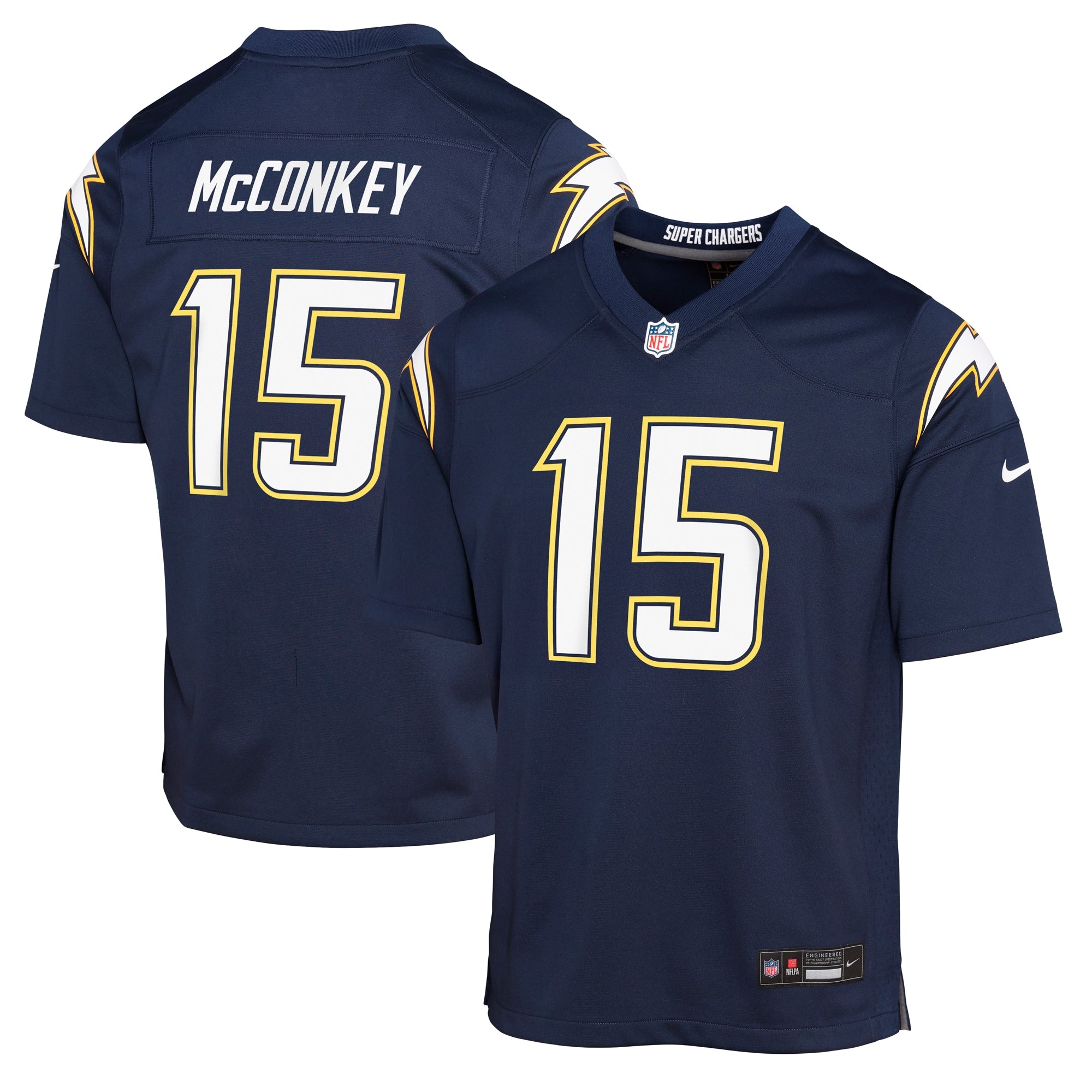 Ladd McConkey Los Angeles Chargers Nike Youth Alternate Charger Power Game Player Jersey - Gold/Navy - Image 6