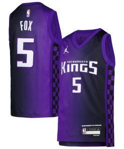 De'Aaron Fox Sacramento Kings Jordan Brand Youth Swingman Jersey - Statement Edition - Purple