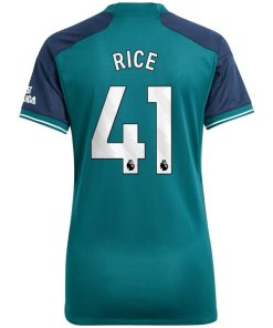 Alternative view of Declan Rice Arsenal adidas Women's 2023/24 Third Replica Player Jersey - Green/Red/Yellow