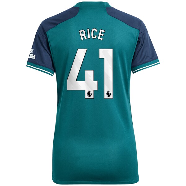 Declan Rice Arsenal adidas Women's 2023/24 Third Replica Player Jersey - Green/Red/Yellow - Image 2