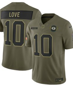 Jordan Love Green Bay Packers Nike 2025 Salute to Service Limited Jersey - Olive