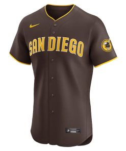 Alternative view of San Diego Padres Nike Road Vapor Premier Elite Patch Jersey - Brown
