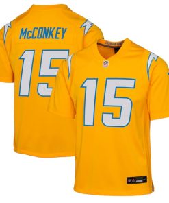 Alternative view of Ladd McConkey Los Angeles Chargers Nike Youth Alternate Charger Power Game Player Jersey - Gold/Navy