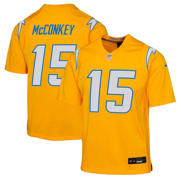 Ladd McConkey Los Angeles Chargers Nike Youth Alternate Charger Power Game Player Jersey - Gold/Navy - Image 2