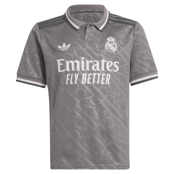 Los Merengues adidas Originals Youth 2024/25 Third Replica Custom Jersey - Charcoal - Image 2