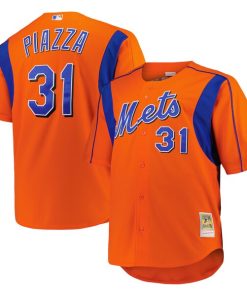 Alternative view of Mike Piazza New York Mets  Big & Tall Cooperstown Collection Mesh Batting Practice Jersey - Orange/Royal