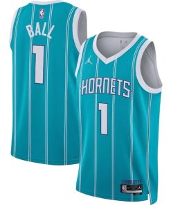 Alternative view of LaMelo Ball Charlotte Hornets Jordan Brand Unisex Swingman Jersey - Icon Edition - Teal/White
