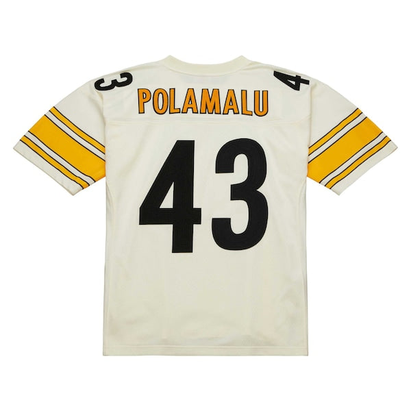 Troy Polamalu Pittsburgh Steelers Chainstitch Legacy Jersey - Cream - Image 4