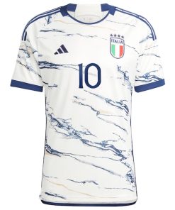 Alternative view of Lorenzo Insigne Italy National Team adidas 2023 Away Replica Jersey - White