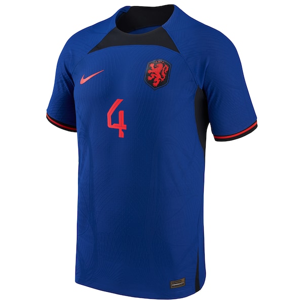 Virgil Van Dijk Netherlands National Team Nike 2022/23 Away Vapor Match Authentic Player Jersey - Blue - Image 2