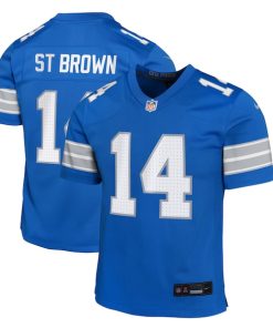 Alternative view of Amon-Ra St. Brown Detroit Lions Nike Youth Team Player Game Jersey - Blue