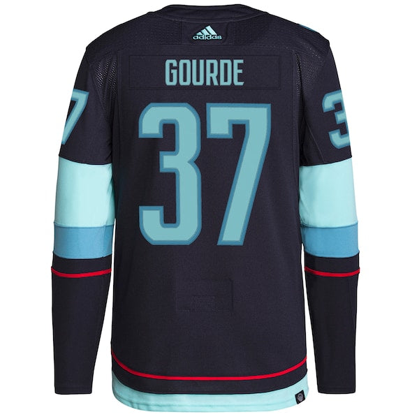Yanni Gourde Seattle Kraken adidas Home Authentic Primegreen Player Jersey - Navy - Image 3
