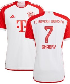 Alternative view of Serge Gnabry Bayern Munich adidas 2023/24 Home Authentic Jersey - White/Black