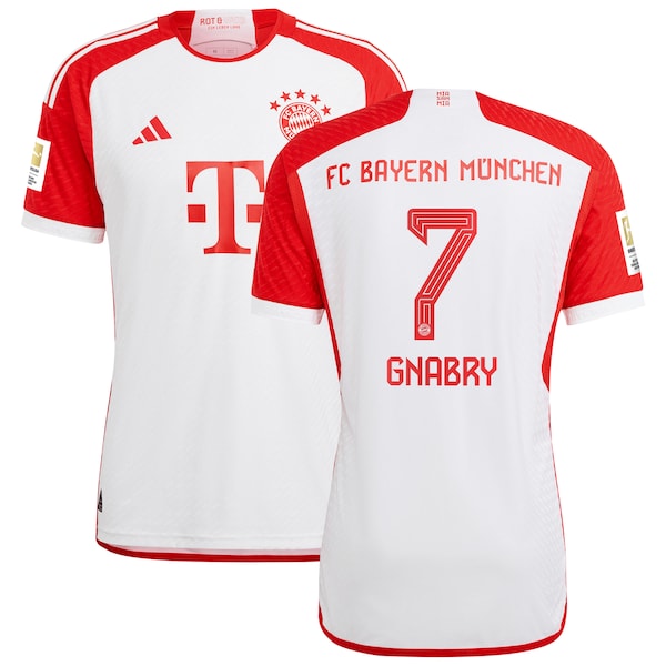Serge Gnabry Bayern Munich adidas 2023/24 Home Authentic Jersey - White/Black - Image 2