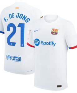Frenkie de Jong Barcelona Nike 2023/24 Away Authentic Jersey - White/Aqua/Royal