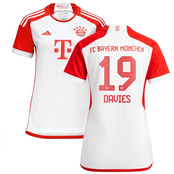Alphonso Davies Bayern Munich adidas Women's 2023/24 Home Replica Jersey - White/Black - Image 2