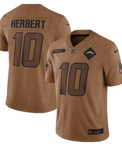 Justin Herbert Los Angeles Chargers Nike 2023 Salute To Service Limited Jersey - Brown