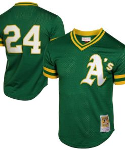 Rickey Henderson Oakland Athletics 1991 Cooperstown Mesh Batting Practice Jersey - Green