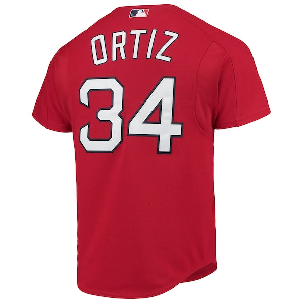 David Ortiz Boston Red Sox Cooperstown Collection Mesh Batting Practice Button-Up Jersey - Red - Image 3