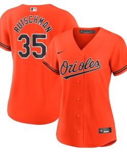 Alternative view of Adley Rutschman Baltimore Orioles Nike Women's Alternate Replica Player Jersey - Orange/White