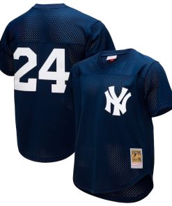 Rickey Henderson New York Yankees Cooperstown Collection Mesh Batting Practice Button-Up Jersey - Navy