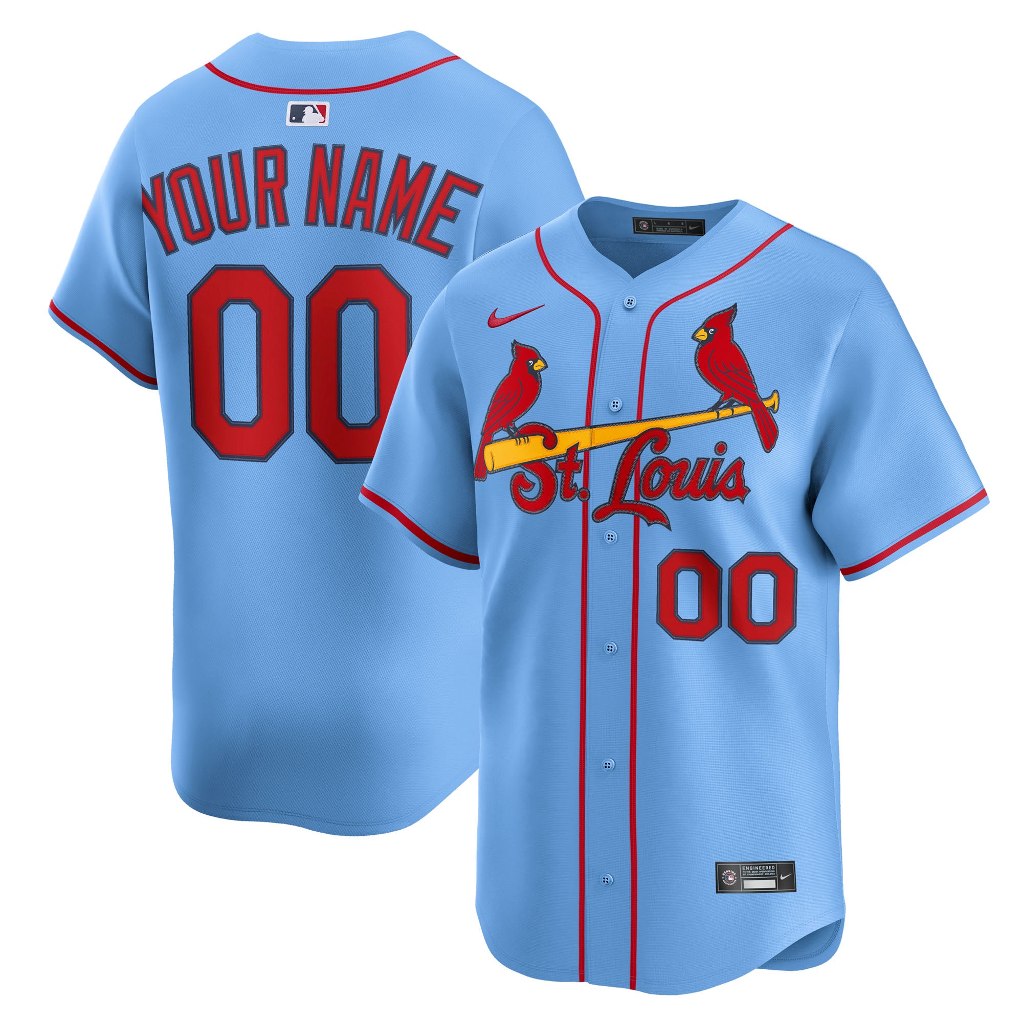 St. Louis Cardinals Nike Home Limited Custom Jersey - White/Light Blue - Image 5