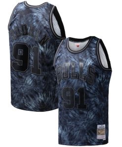 Dennis Rodman Chicago Bulls Hardwood Classics 1995/96 Tie-Dye Swingman Jersey - Black