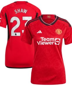 Luke Shaw Manchester United adidas Women's 2023/24 Home Replica Player Jersey - Red/Green