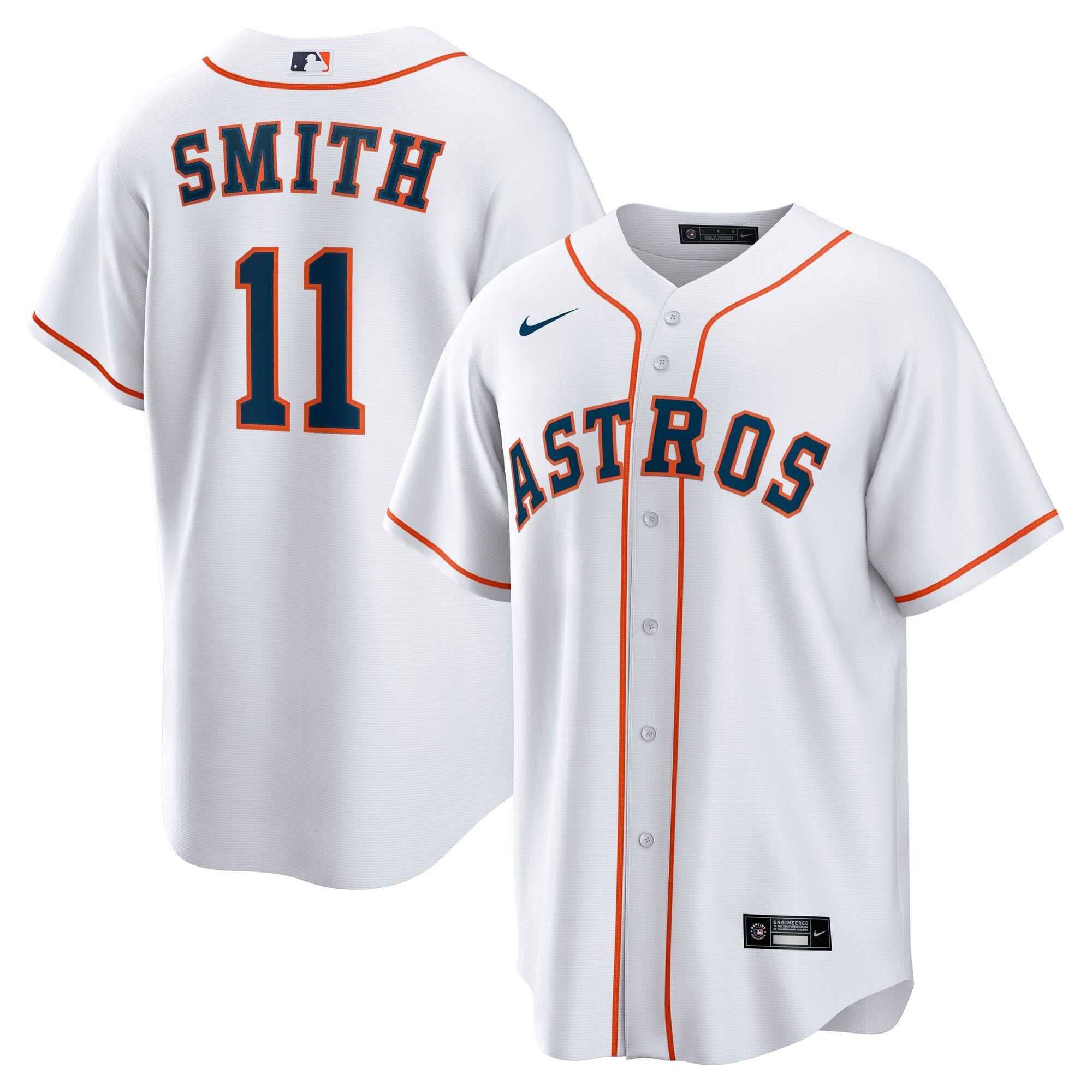Cam Smith Houston Astros Nike Alternate Replica Jersey - Orange/White - Image 6