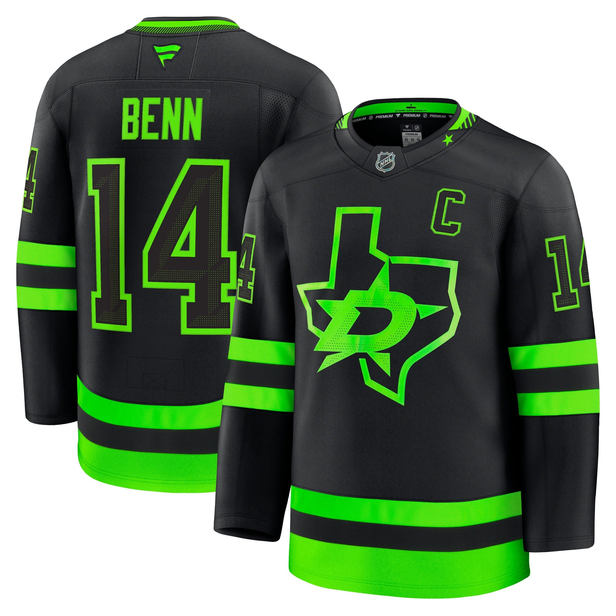 Jamie Benn Dallas Stars Home Premium Jersey - Kelly Green/Black - Image 8