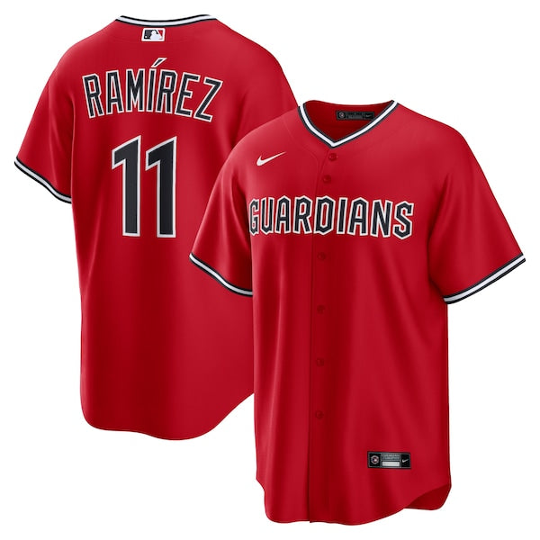 Jos¨¦ Ram¨ªrez Cleveland Guardians Nike Alternate 2 Replica Jersey - Red/Navy - Image 6