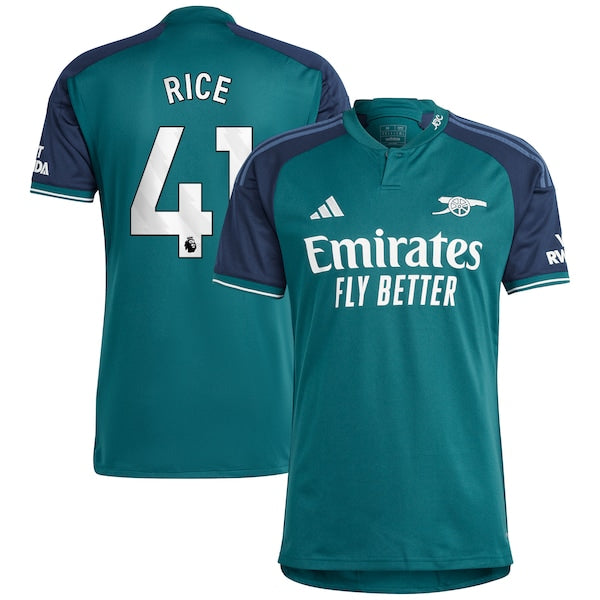Declan Rice Arsenal adidas 2023/24 Third Replica Player Jersey - Green/Yellow - Image 2