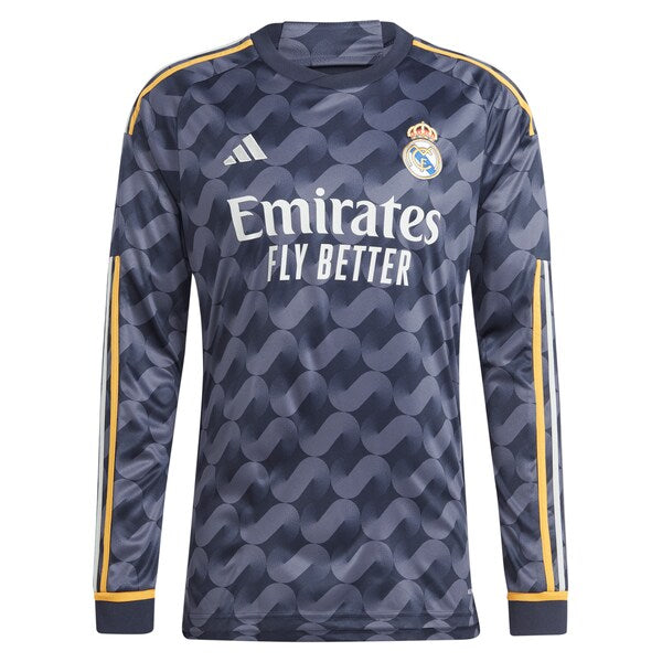 Jude Bellingham Los Merengues adidas 2023/24 Away Long Sleeve Replica Player Jersey - Navy/White - Image 3