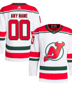 New Jersey Devils adidas  W Anniversary Heritage Primegreen Authentic Custom Jersey - White