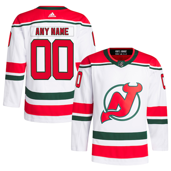 New Jersey Devils adidas W Anniversary Heritage Primegreen Authentic Custom Jersey - White