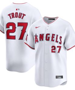 Alternative view of Mike Trout Los Angeles Angels Nike Home Limited Player Jersey - White/Gray