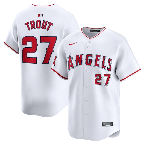 Mike Trout Los Angeles Angels Nike Home Limited Player Jersey - White/Gray - Image 2