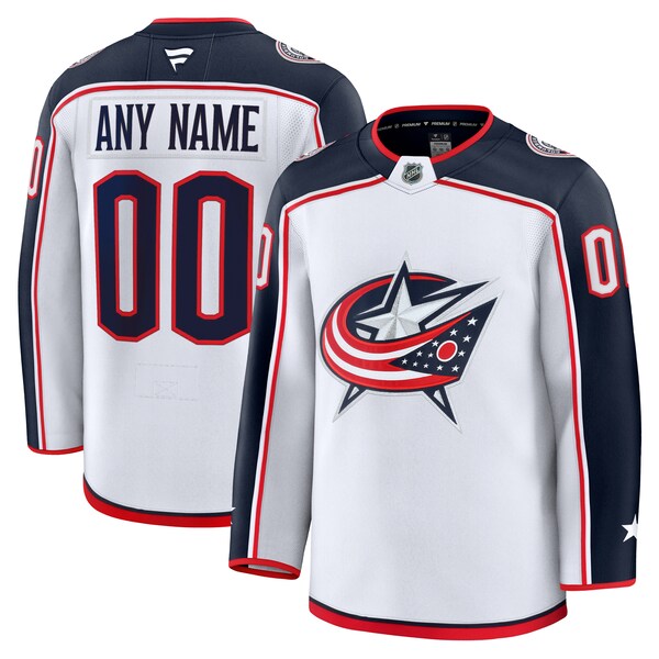 Columbus Blue Jackets Away Premium Custom Jersey - White/Navy - Image 3