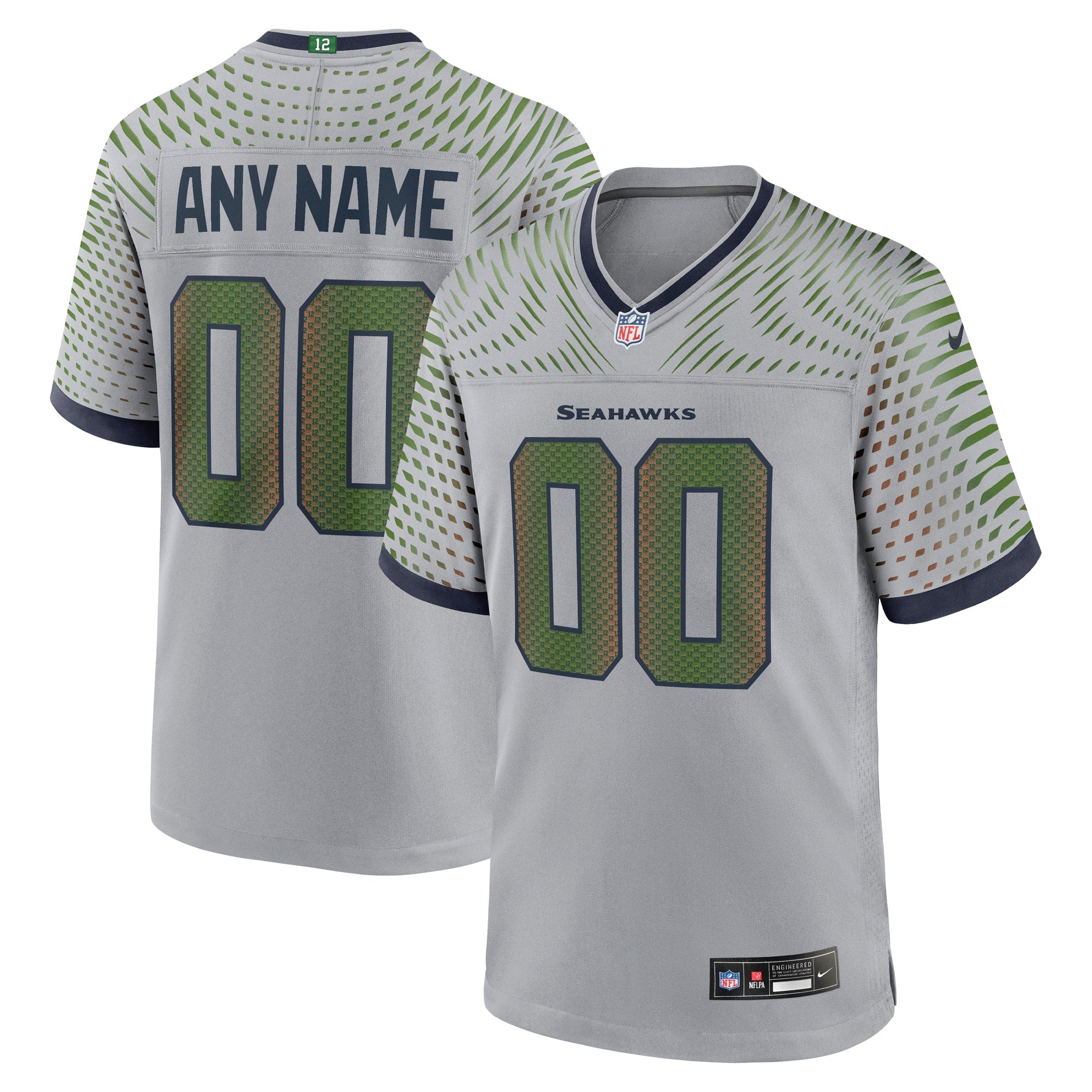 Men's Seattle Seahawks Nike College Super Bowl LX Patch Custom Game Jersey- Navy/Gray/White - Image 7
