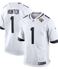 Alternative view of Travis Hunter Jacksonville Jaguars Nike 2025 NFL Draft First Round Pick Game Player Jersey - White/Black/Teal