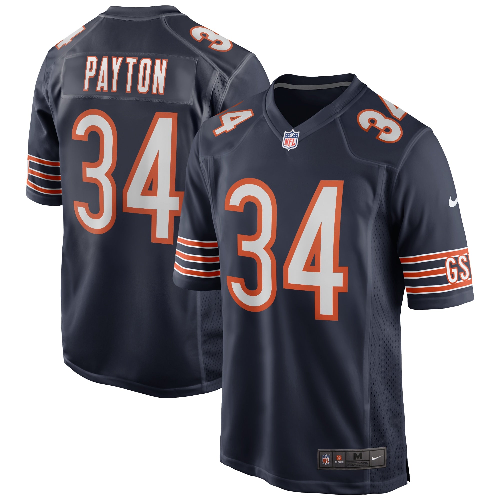 Walter Payton Chicago Bears Nike Retired Player Away Game Jersey - White/Navy/Orange - Image 5