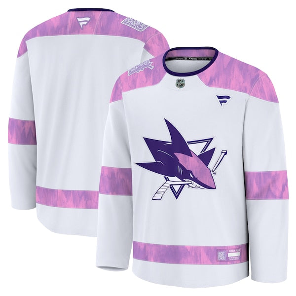 San Jose Sharks 2024 Hockey Fights Cancer Practice Jersey - White