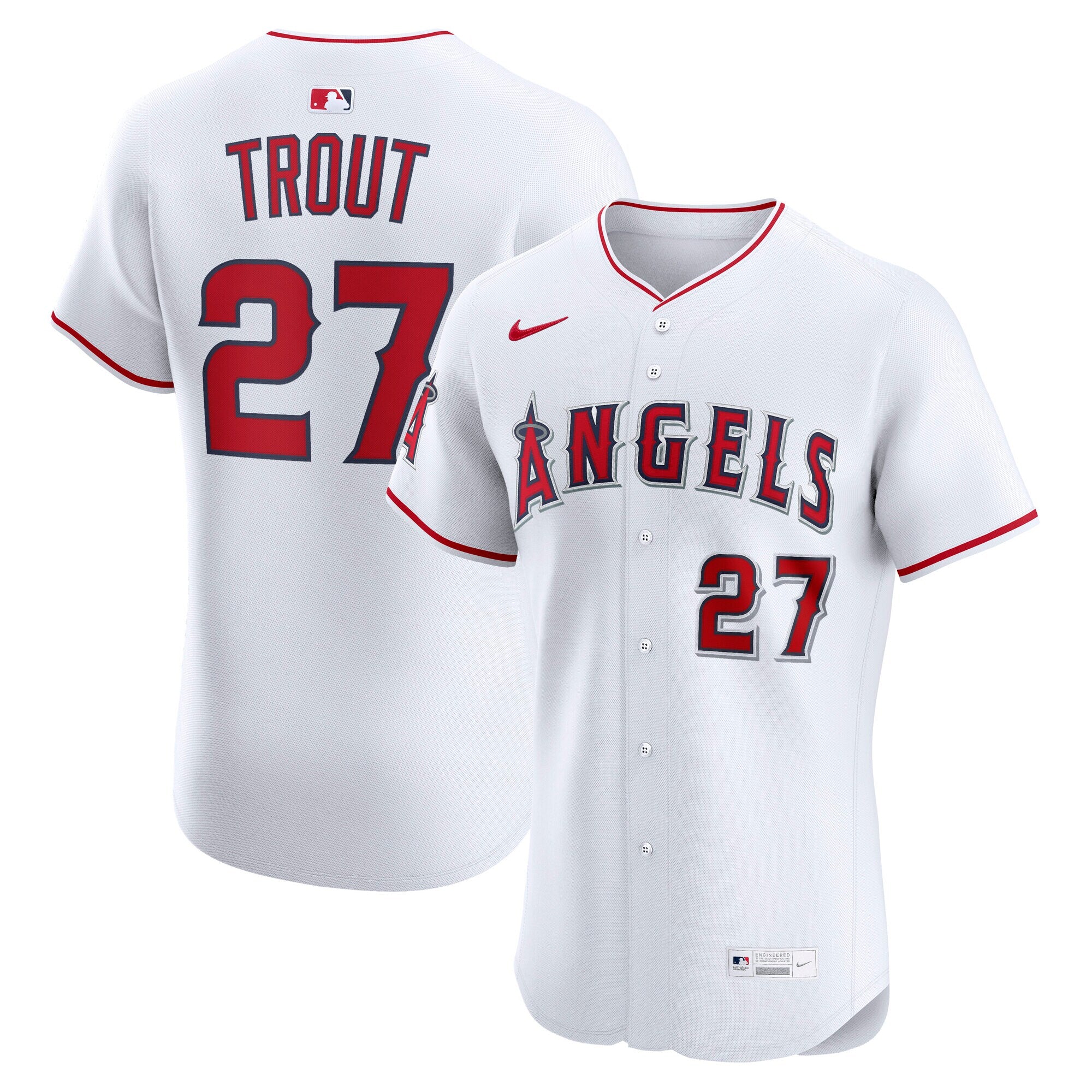 Mike Trout Los Angeles Angels Nike Alternate Elite Jersey - Red/White - Image 5
