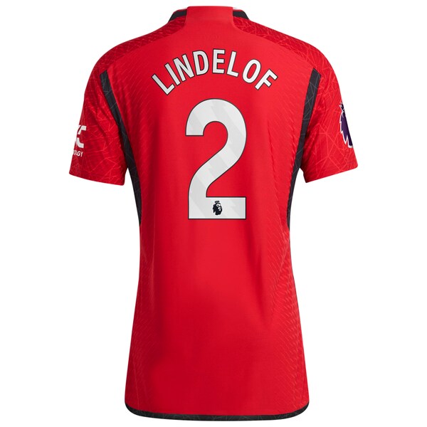Victor Lindelof Manchester United adidas 2023/24 Home Authentic Player Jersey - Red/Green - Image 4